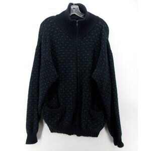 VINTAGE Flatiron Mills Sweater XL Cardigan Full Zip Birds Eye Pockets